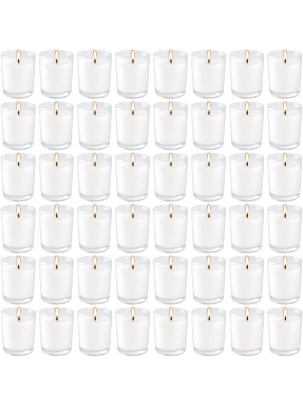 48 Pack White Unscented Glass Votive Candles - Hand Poured Wax for Home Décor